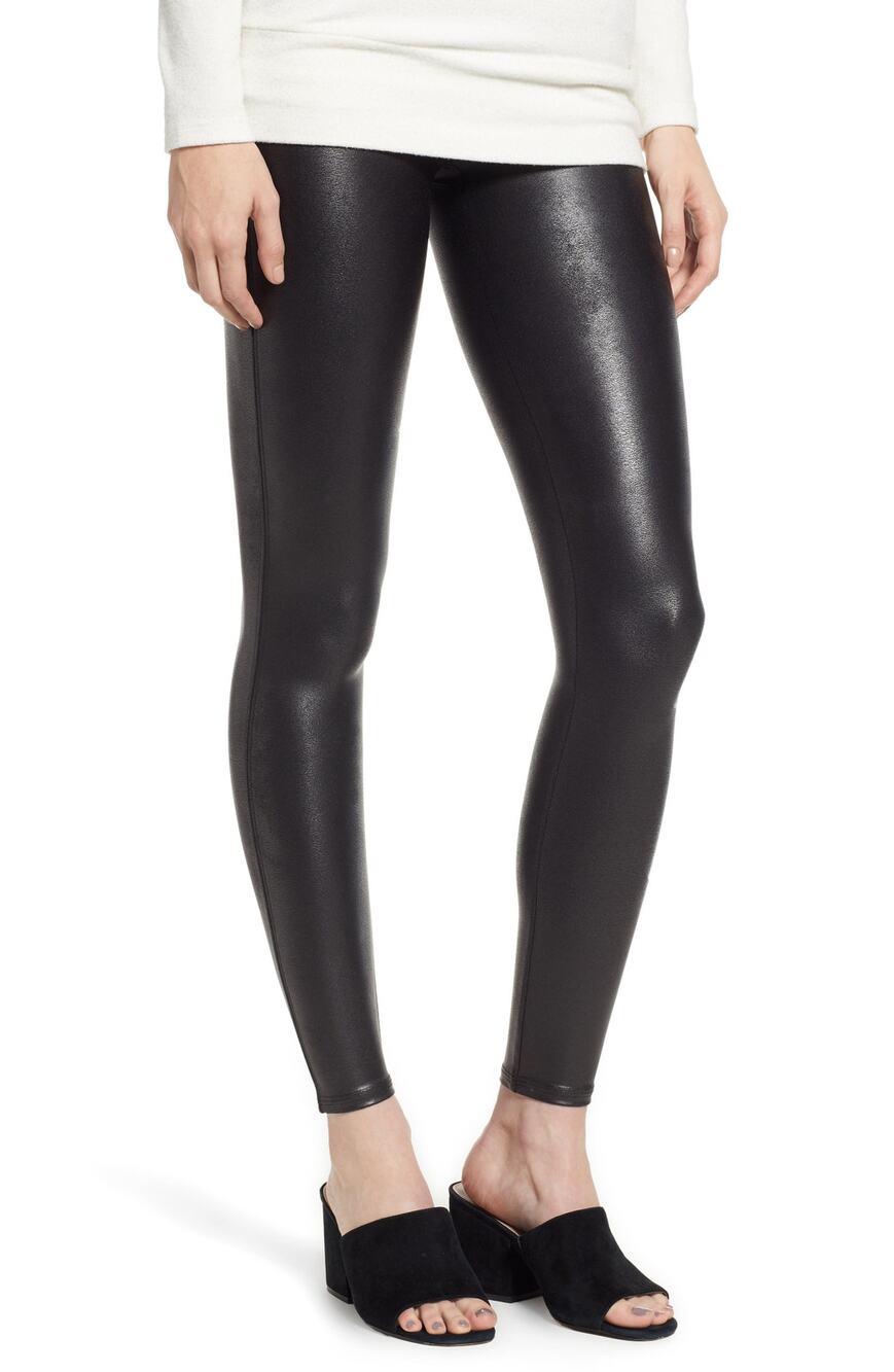 Spanx High-Waisted Very Black Faux Leather Leggings Size XS